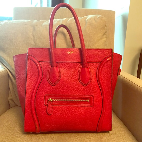 celine mini luggage red